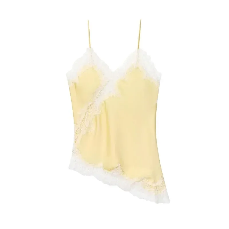 Asymmetric Lace Top Female Sexy Slip Backless Tops for Women Summer Camisole Sleeveless Tops Tanks & Camis Women's Tops
