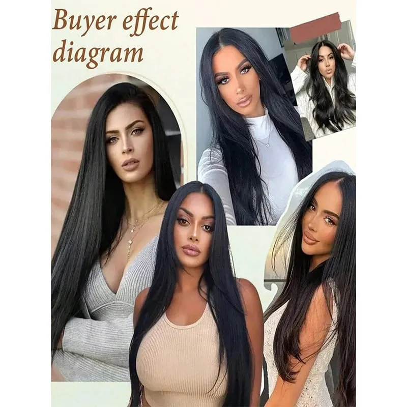 Long Straight 5 Clips Hair Extension 32 Inch Clip In Extensions Hairpieces For Women Synthetic Natural Straight Clip Hair Piece