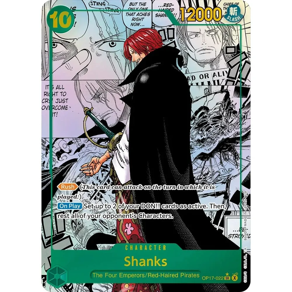 Collection Cards Shanks OP17-022 OPCG EN Shining Creativity Rare Holographic Embossed Textured Foil Cards
