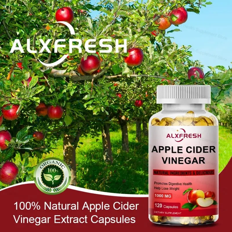 Apple Cider Vinegar Capsules Flat Belly Weight Management Digestion Detox Metabolism Burn Fat Appetite Suppressant