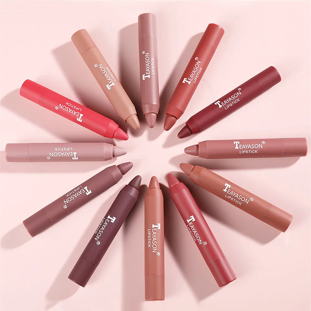 12 farben Samt Matte Lippenstifte Bleistift Wasserdicht Langlebig Sexy Rot Lippenstift auf-Stick Tasse Make-Up Lip Tint Stift kosmetik