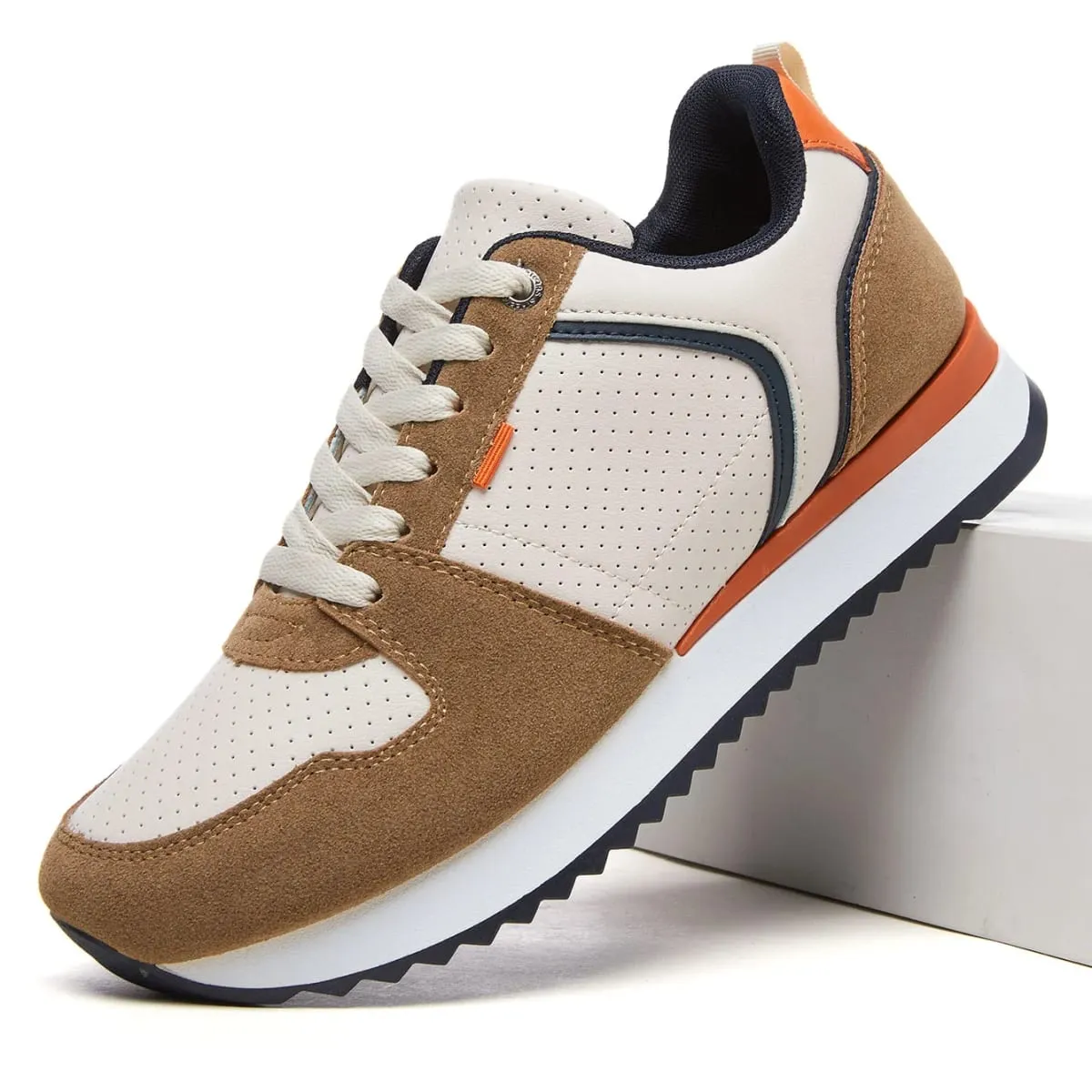 Desai Men's 2026 Autumn Retro Running PU Leather Sneakers Perforated Upper Non-slip Sole Casual Sneakers For Travel Exercise