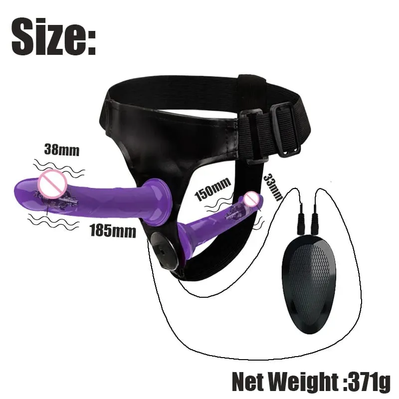 Vibrating Double Penetration Strap On Dildo Harness Adjustable Belt Dual Ended Anal Plug Sex Toy for Couples Remote Control A