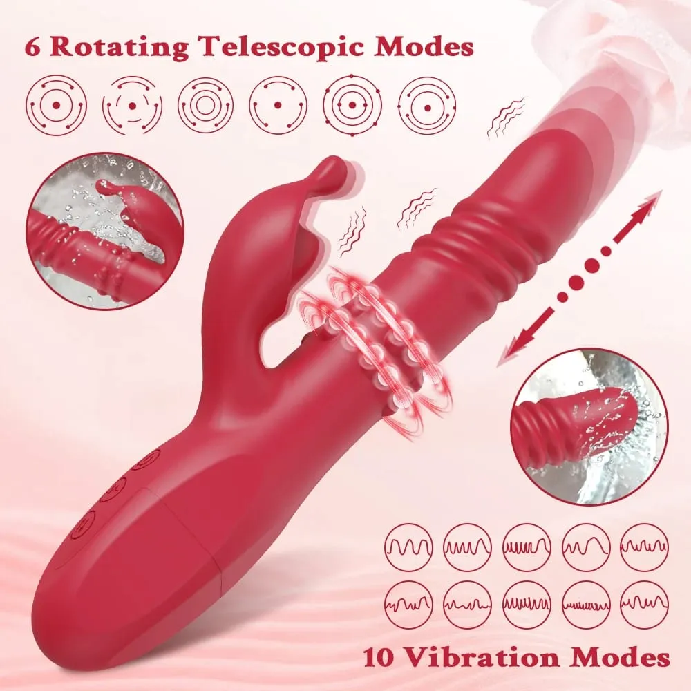 3 in 1 Thrusting Rotating Vibrator Clitoris Massager Telescopic G Spot Stimulator Women Dildo Adult Sex Toys Female Masturbator — image 2