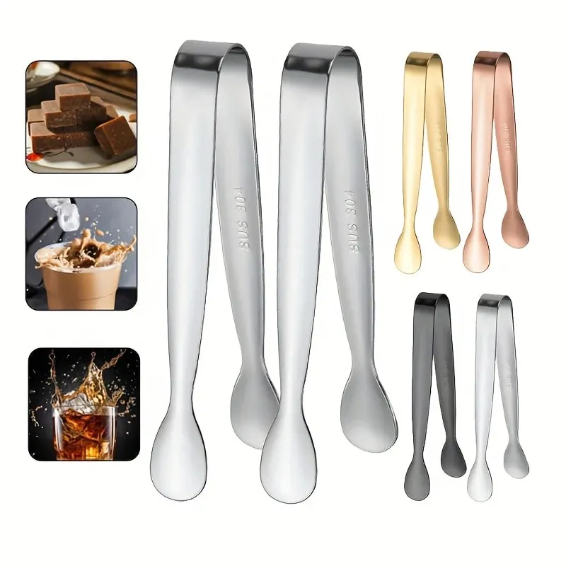 304 Stainless Steel Ice Tongs Sugar Cube Tongs Thickened 11cm Burr-free Food Tongs Towel Tongs Ice Tongs Ice Bucket Tongs