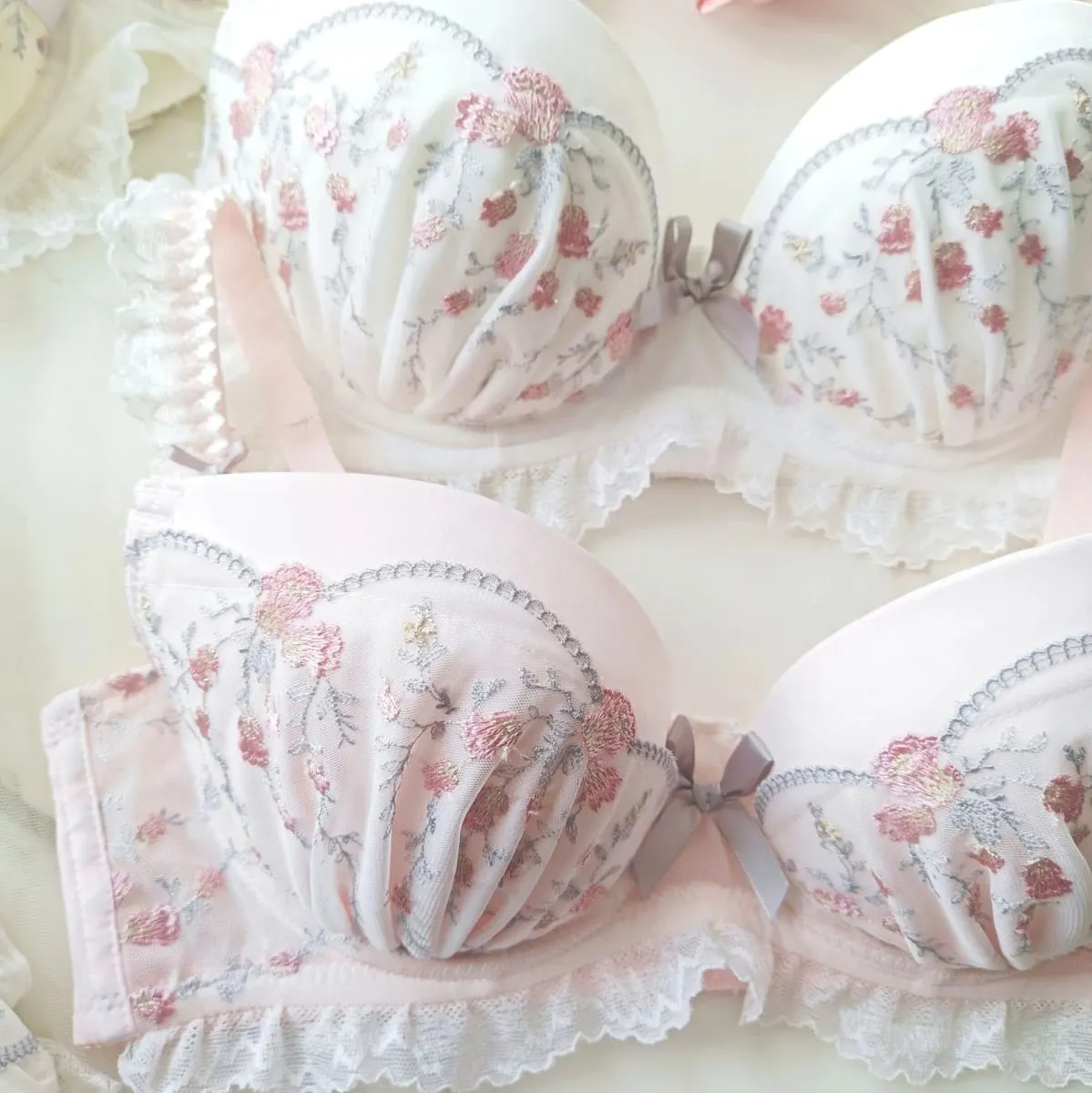 Japanese-Style Fresh Daily Wear Lingerie Lightweight Cup Water-Soluble Bras Set Student Girl Cute Gathering Sexy Underwear Bra