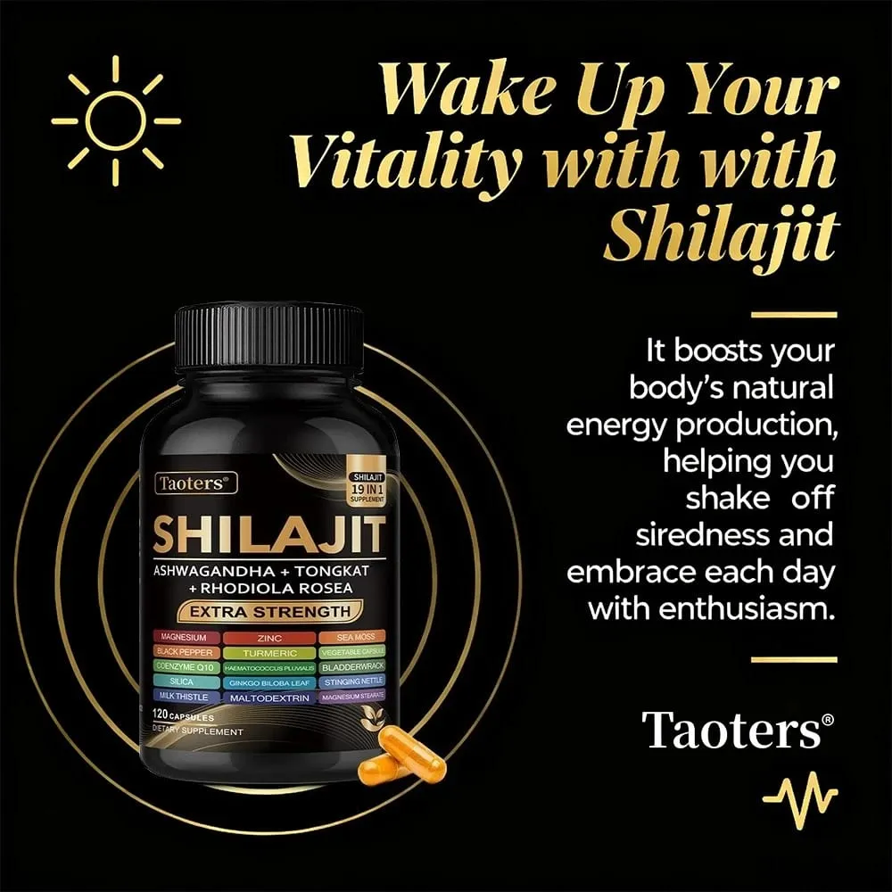 Shilajit Supplement with Sea Moss Ashwagandha Magnesium & Zinc - 19 IN 1 Organic Capsules Plant-Based Non-GMO