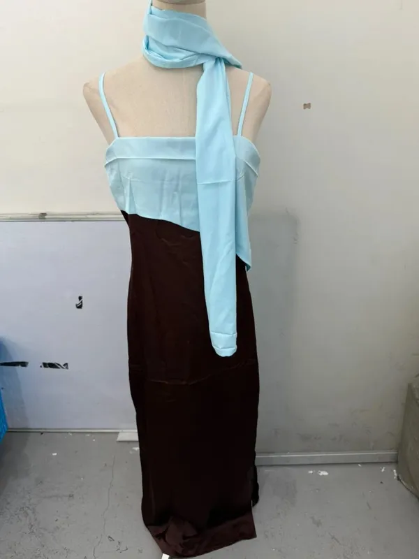 เซ็กซี่สีการปิดกั้นผ้าพันคอชุดสลิงผู้หญิงเก๋เอว Cinching แยกชุด Maxi 2026 Lady Club Party Vestido