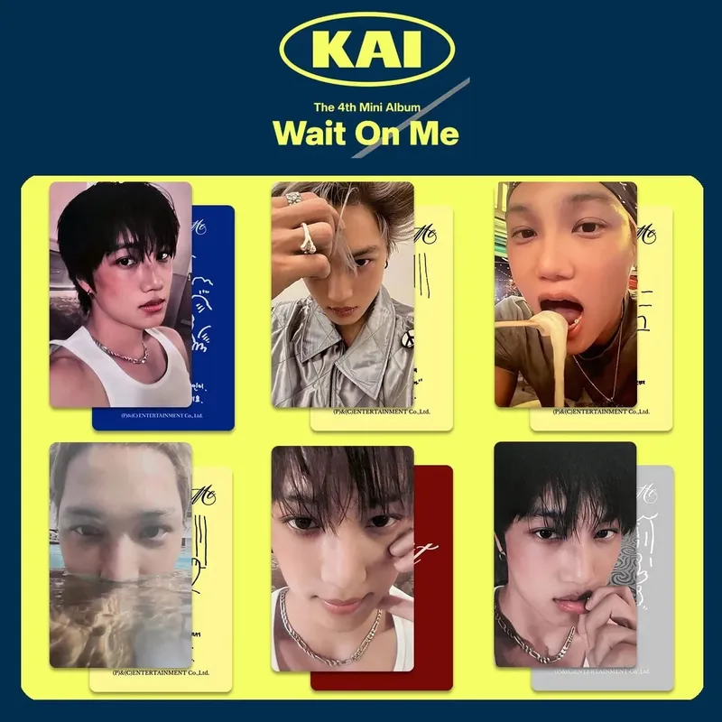 5/6PCS Kpop Hot Idol Group EXO Member KAI New Album "Wait On Me" HD Photocards Kim JongIn High Quality Fans Collect Small Cards