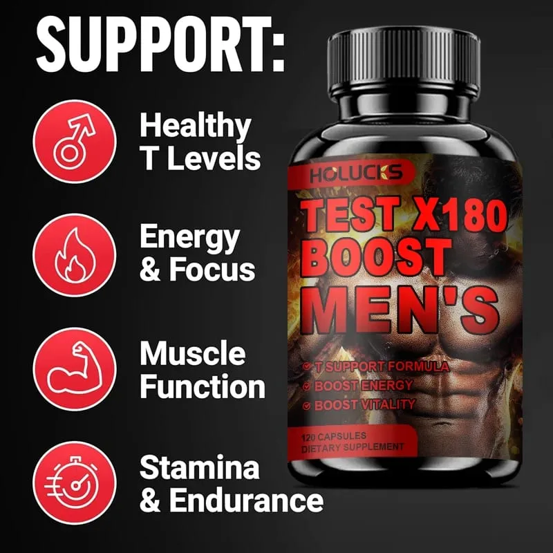Test X180 Boost 9-in-1 T Support for Men with D-Aspartic Acid Fenugreek Tribulus Terrestris Boost Vitality & Performance