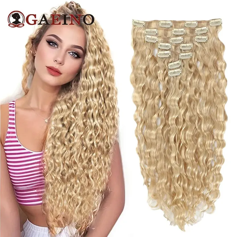 12A Grade Water Wave Clip In Hair Extensions 100% Human Hair Remy 7Pcs/Set Wet and Wavy Clip Ins Hairpieces For Women 14-24Inch