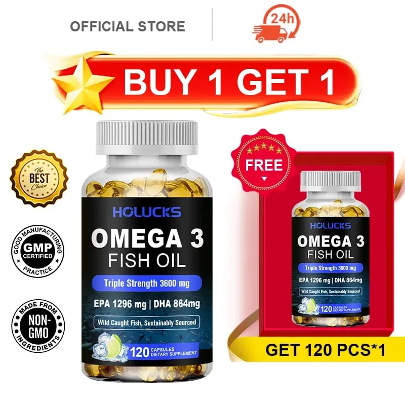Omega-3 Fish Oil Capsules with EPA & DHA Supports Energy Skin Care Heart Joints Brain Nervous System Health & Antioxidant