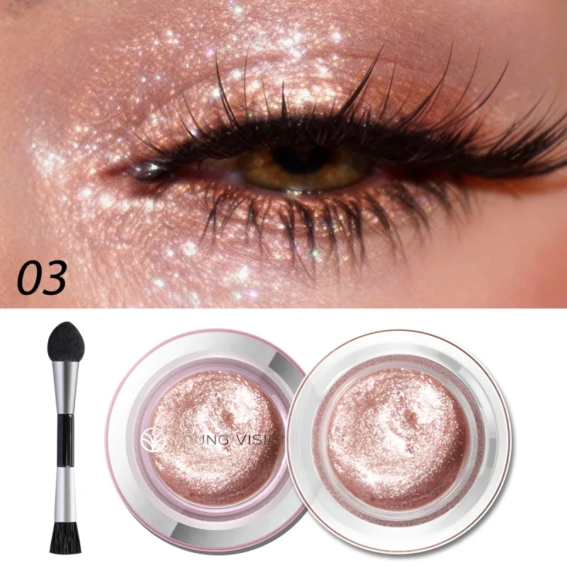 1pcs Highlighter Liquid Eye Shadow Waterproof Non-Greasy Long-Lasting Highlight & Smoky Eye Shadow with Makeup Brush