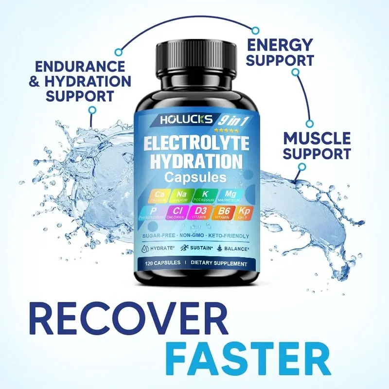 Electrolyte Hydration Capsules Workout Recovery & Muscle Support Energy Production for Fluid Balance