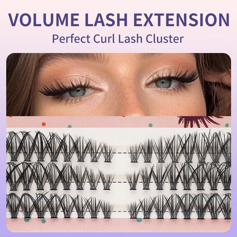 3 Rows DIY Thick Individual Cluster Lash Extensions Segmented Natural Lash Clusters Eye Style Self-graft Lashes Makeup