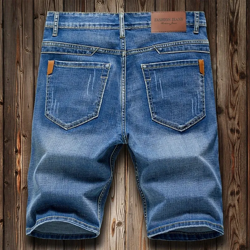 Summer Shorts Jeans Men Denim Pants Stretch Dark Blue Fashion Design Men's Jeans Slim Straight Male Short Jeans Hombre