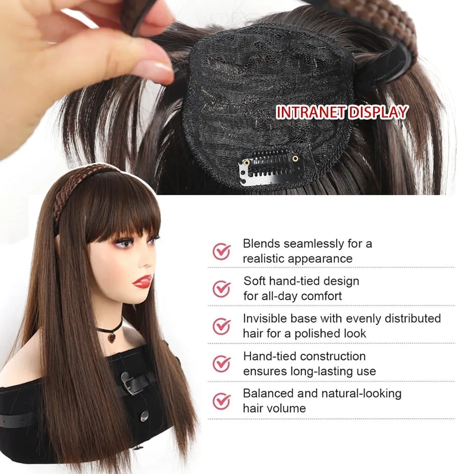 Synthetic Topper for Women Long Water Wave Top Clip Topper Hair Extensions Cover Thinning Hair Grey Hair Increase Volume
