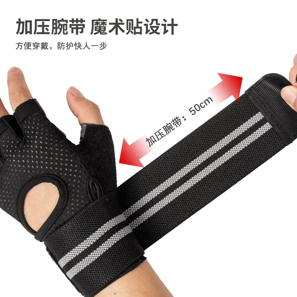Anti-Slip Shock Åndbare Halvfinger Handsker Åndbare Cykelhandsker Fitness Gym Bodybuilding Crossfit Motion Sportshandsker — image 5