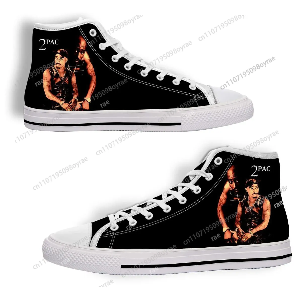 Tupac Rapper 2Pac High Top High Quality Sneakers Men Women Teenager Canvas Sneaker Casual Couple Shoes Custom Shoes
