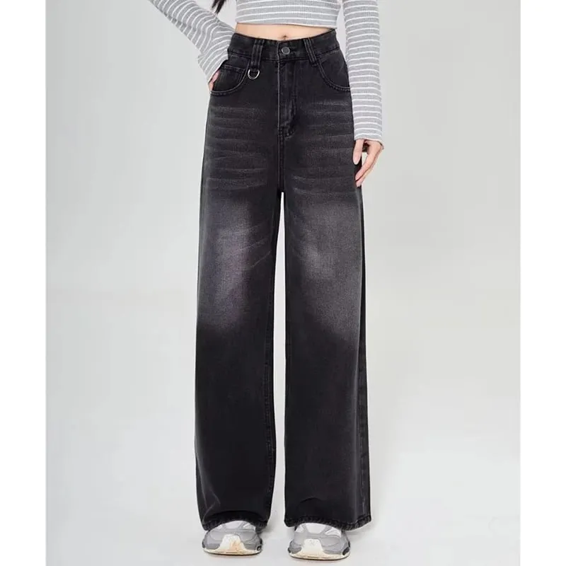 Summer Men Baggy Jeans Unisex Vintage American Style Straight Wide Leg Denim Pants Fashion Brand Hot Sale Casual Trousers