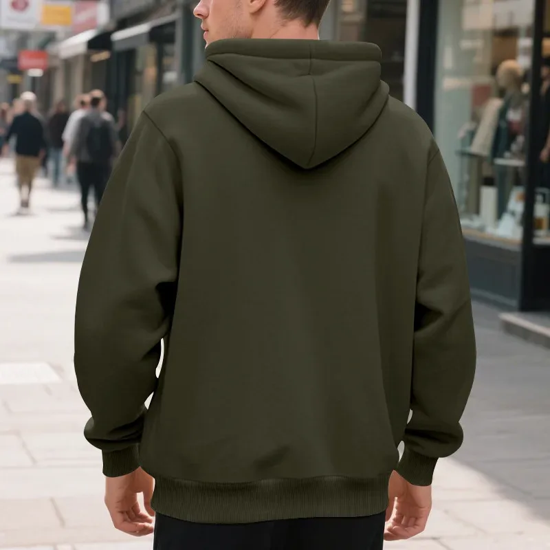 New 2026 Men's Autumn Casual Solid Long Sleeve Zipper Hooded Sweatshirt Coat Male Fashion Outdoors Sportswear Hoodies Jackets
