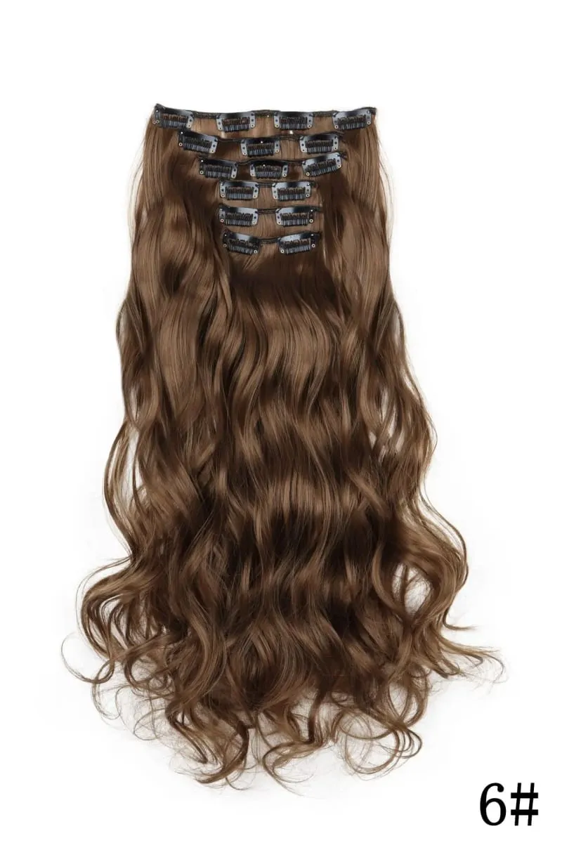 Black Hair Extensions 6pcs/set Women Long Straight Synthetic Full Head Clip 16Clips Ombre Heat Resistant Fiber Hair Kpop Cosplay