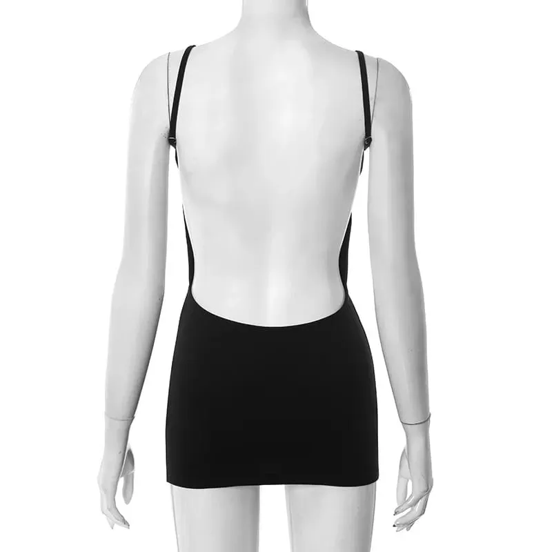 Summer Spring Sexy Backless Y2K Black Women Mini Dress Outfits Party Club Birthday Sleeveless Bodycon Short Dresses Vestido Gift — image 6
