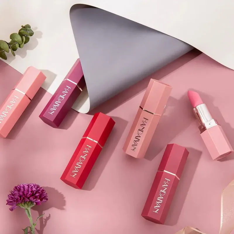 Batom hidratante fosco 6 tons de longa duração, sem transferência, brilho labial nude, cosméticos HANDAIYAN para mulheres