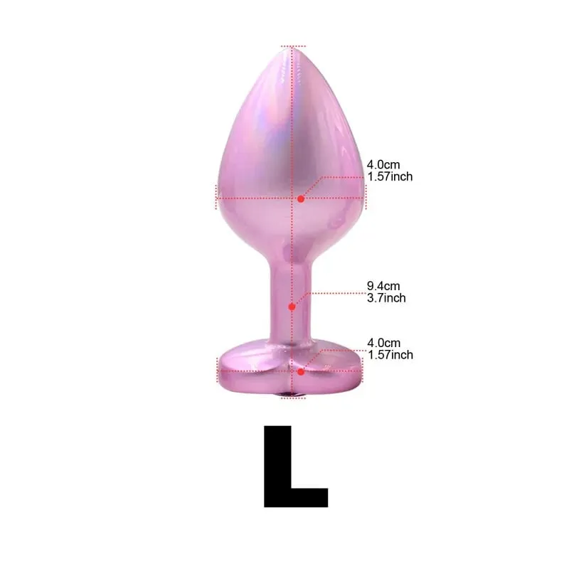 Crystal Diamond Heart Base Metal Butt Plug 3 Sizes Anal Plug Anal Trainer for Beginners Unisex Prostate Massage Adult Sex Toys