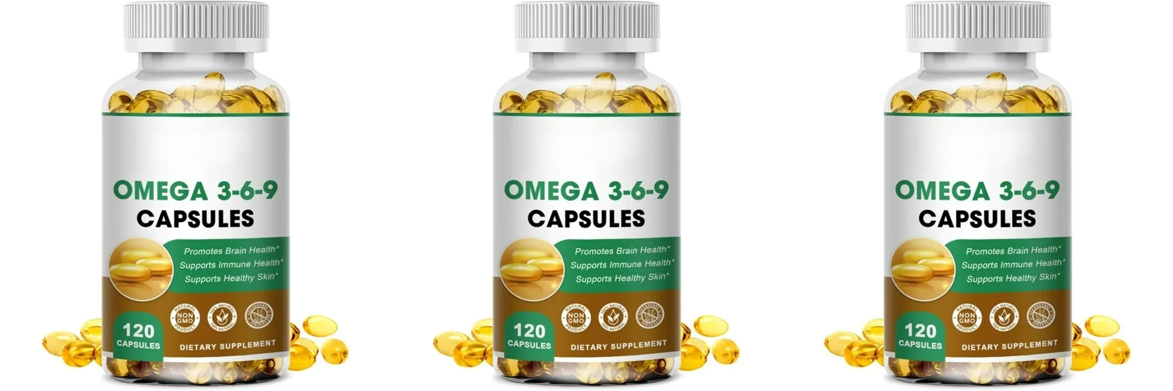 Plant-Based Omega 3-6-9 Softgels Natural Dietary Supplement Supports Skin Eye & Overall Health 100% Vegan Sourced 120 Softgels