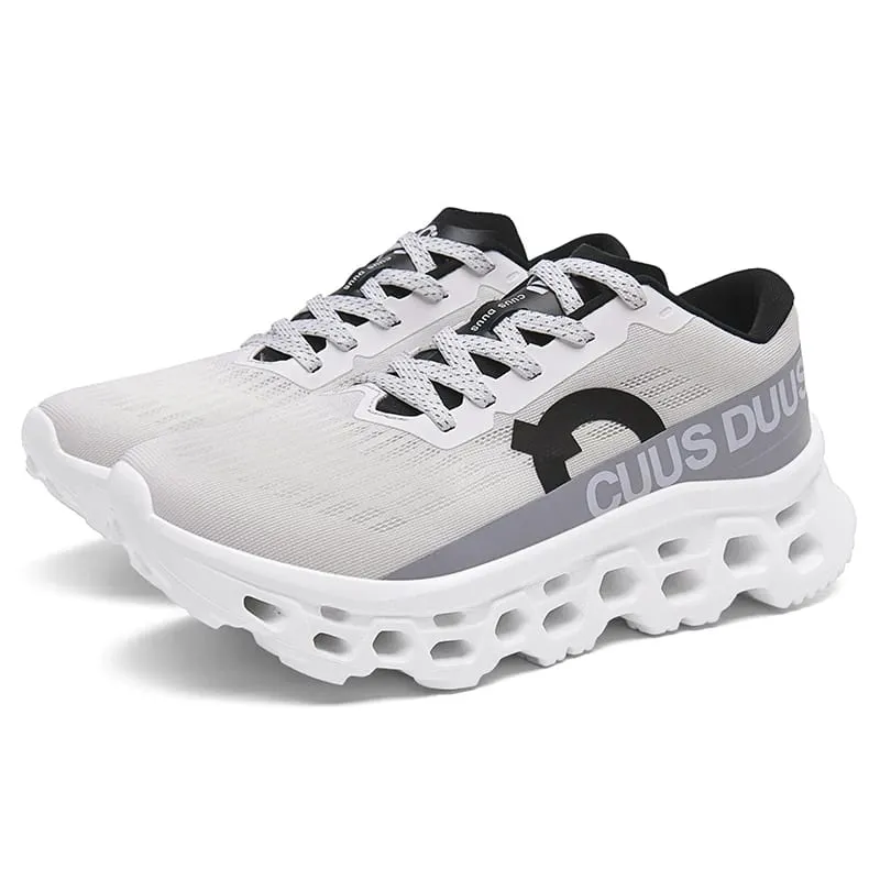 Men's running shoes hollow cushioning thick soled sneakers breathable mesh lightweight non-slip sneakers outdoor fitness shoes