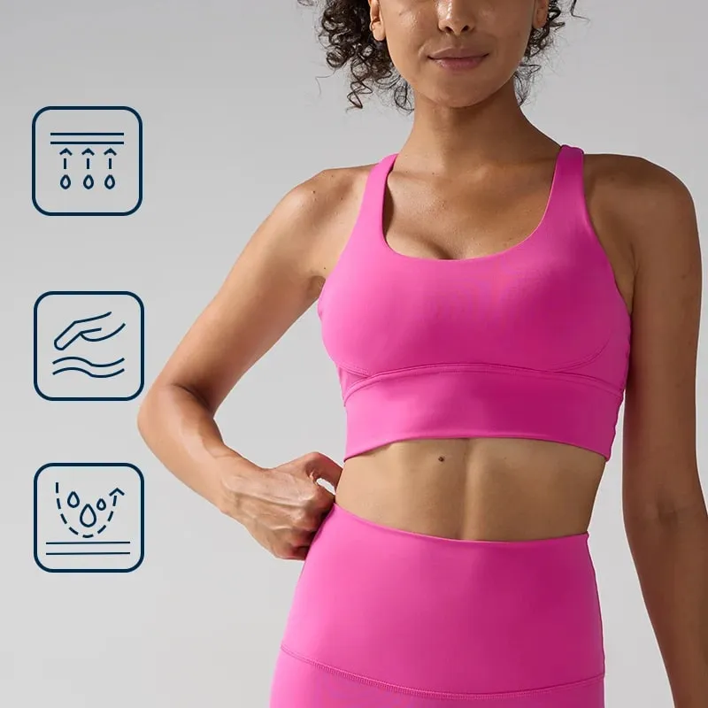 Solid Color Women Women Fitness Yoga Bras Race Back Sports Bras Nylon Top Women Bra Sexy Breathable Underwear For Women Gym