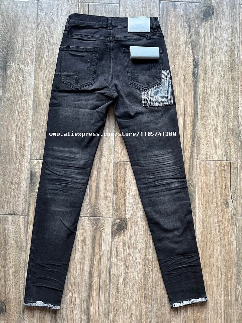 Men's Distressed High Street School Boys Fashion American Style Stretch Skinny Fit Ripped Jeans