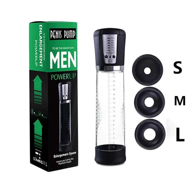Automatic Electric Penis Pump Trainer Toy Male Self-pleasure Device with 3 Rings Suction Modes Ideal for Adult Men Sex Toys 18+