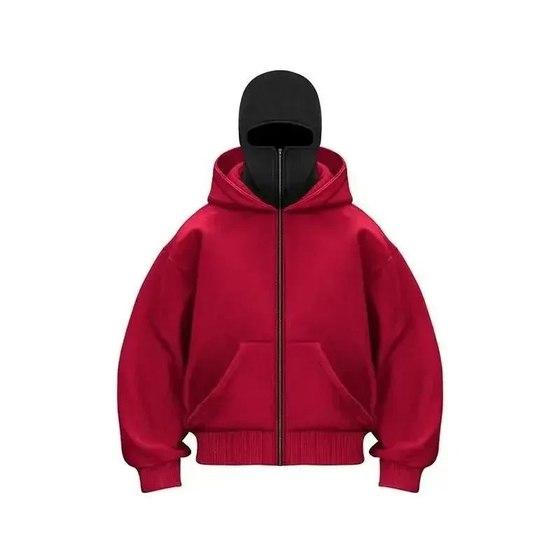 Men and Women Balaclava Y2K Gothic Harajuku Winter New Item Double Hooded Sweatshirt Men's Hooded Mask Zipper Sportswear