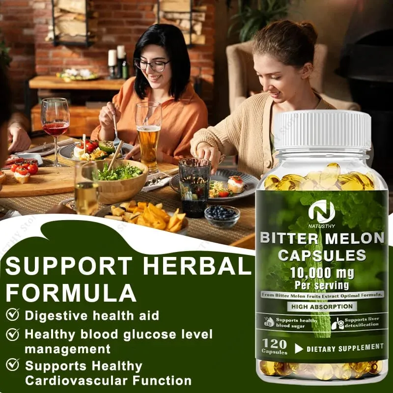 [25:1 Potent Extract] Bitter Melon Kapsler – 120 Veggie Caps (10 000mg ækvivalent) | Blodsukkerstøtte Glutenfri ikke-GMO