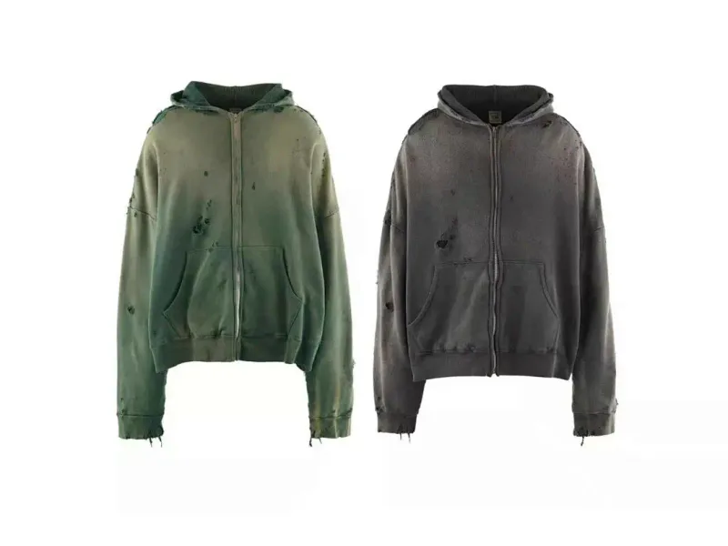 24FW SAINT Vintage Angel Printed Distressed Women Men Hooded Sweatshirt Hoodies Oversized Men Casual Cotton Pullover Hoodie