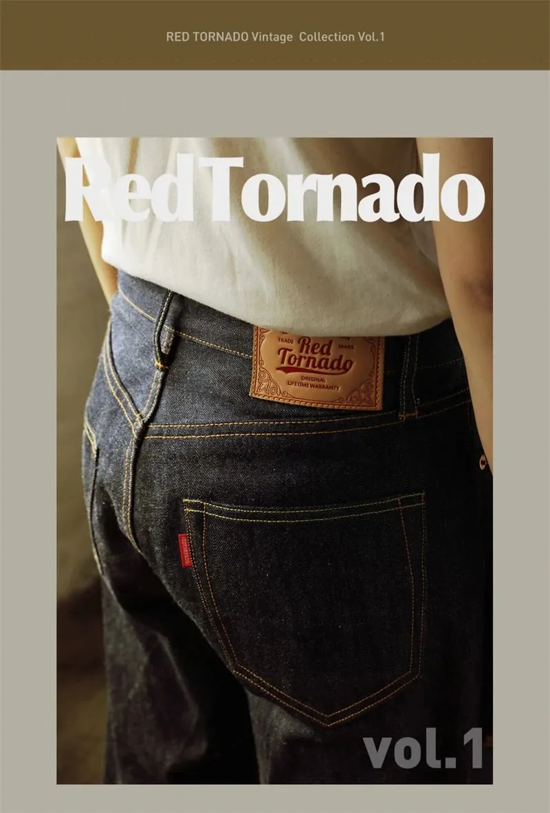 Red Tornado 55501 Raw Selvedge Jeans Loose Straight Leg Button Fly Denim Trousers for Men