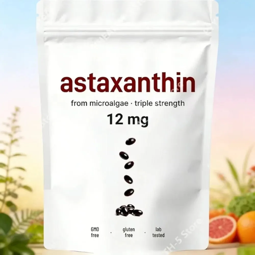 Astaxanthin 12mg Softgels - Καθημερινή Αντιοξειδωτική Υποστήριξη Μη ΓΤΟ χωρίς γλουτένη 120 κάψουλες σόγιας για ενήλικες