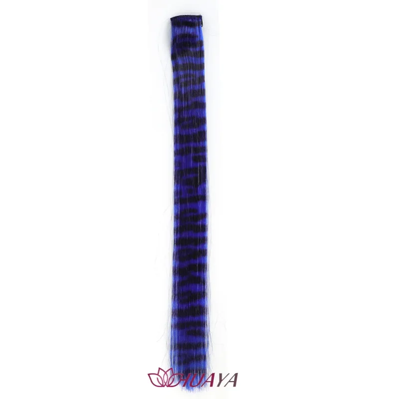 คลิปสังเคราะห์ในการต่อผมที่มีสีสันปลอมผมคลิปในชิ้นเดียววิกผมสำหรับผู้หญิง Y2K ที่มีสีสันต่อผมเสือดาว