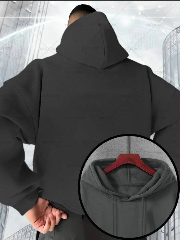 Fashion Men's Heavy-duty Cotton Hoodies Women Fleece Sweatshirt Pullover Casual Unisex Autumn Winter Long Short Sleeve Oversize