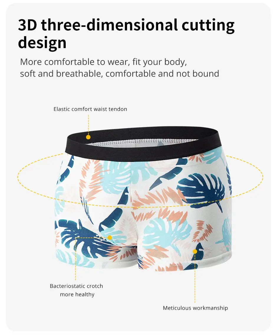 Cueca boxer masculina elegante e charmosa de 4 peças, confortável e respirável, boxers de virilha para adolescentes, roupa íntima plus size. 3256807037417234 — image 8