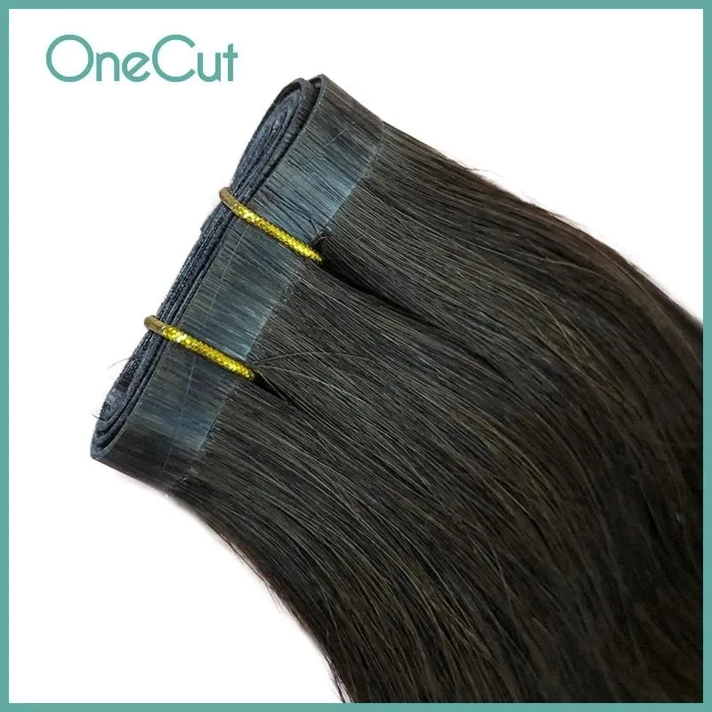 Tape PU Hair Weft Straight Raw Virgin Brazilian Sew In Double Drawn High Quality Bundle Natural Real Human Hair Weave 14-28inch