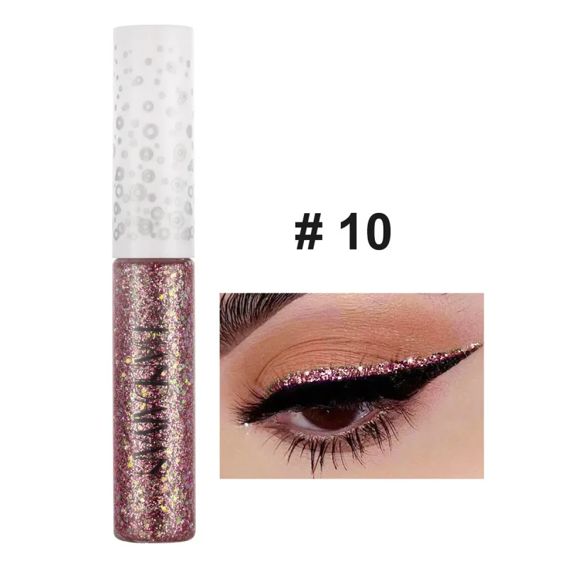12 Renk Parlak Göz Gömlekleri Pigment Gümüş Gül Altın Renk Glitter Likit Eyeliner Metalik Renkli Makyaj Kadınlar Için