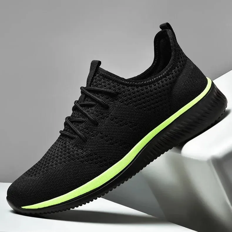 Men Casual Shoes Fashion Breathable Walking Mesh Flat Shoes Sneakers for Men Gym Vulcanized Shoes Black Sneakers
