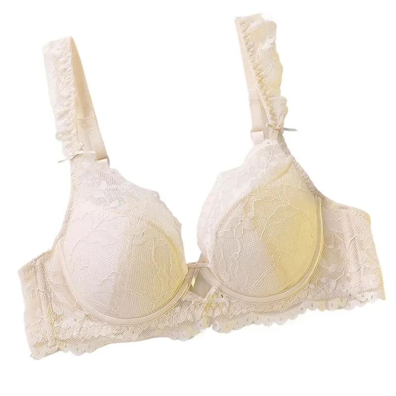 Ladies Soft Underwire Lace Push Up Bra Set Solid Floral Design Bralette Comfort Female Lingerie Set Suitable For A/B/C Cup — image 6