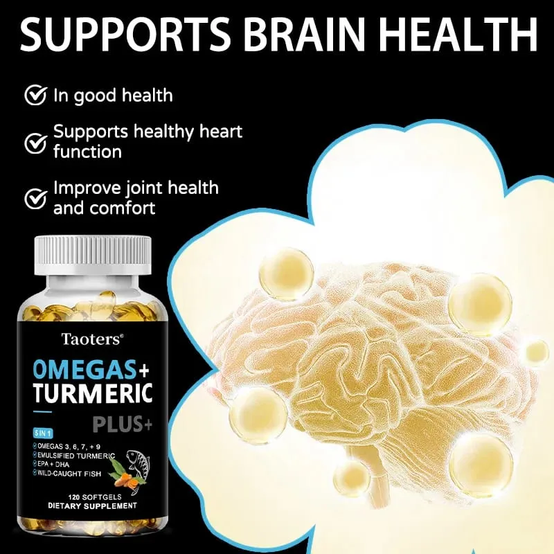 Omega 3 Fish Oil Capsules - Support Brain & Cardiovascular & Skin Health Antioxidant & Improve Memory Nervous System Health