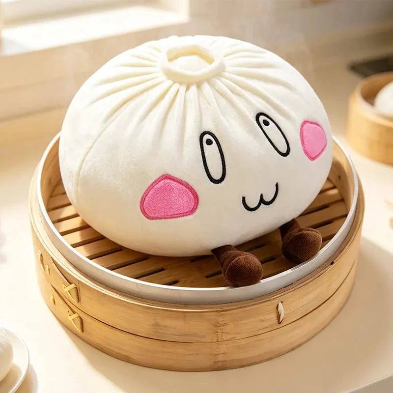 Kawaii לחמנייה מאודה כרית קטיפה מצוירת Baozi ממולא צעצוע עם רגליים כרית צורת מזון רכה תפאורה מצחיקה מתנת יום הולדת לילדות