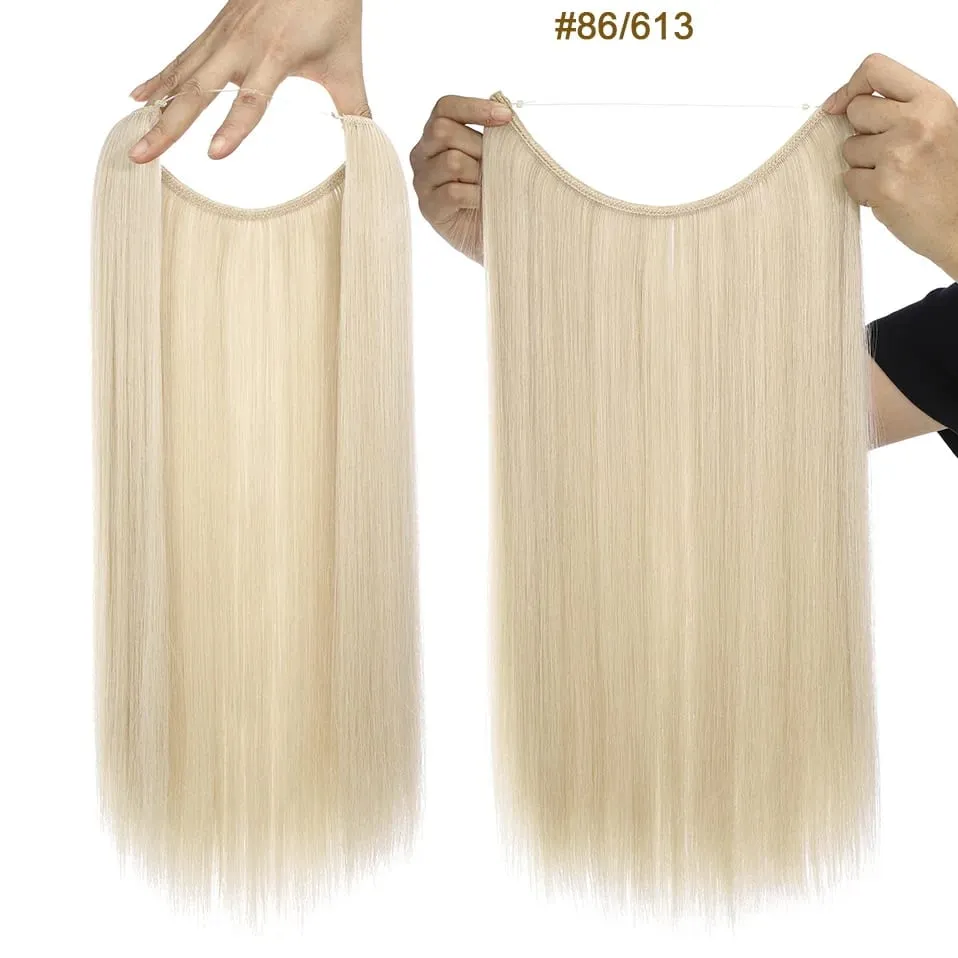Syntetické Bez klipů Přírodní Prodlužování vlasů Ombre Černá Blond Jednodílný Dlouhý Rovný Neviditelný Drát Umělý Umělý Vlas