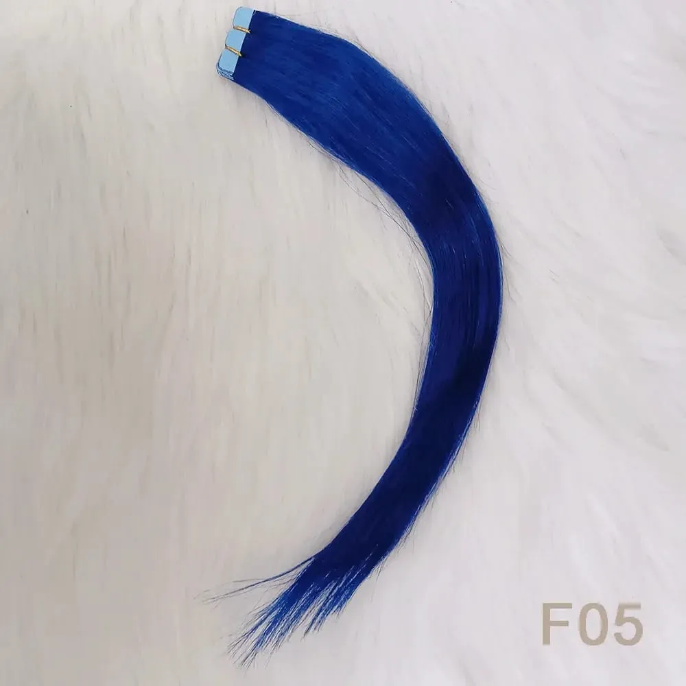 Levandulová fialová mini páska na prodloužení lidských vlasů 12-24 palců mikro páska na vlasy Bezešvé lepicí vlásky pro cosplay